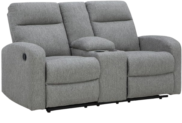 Carrigan Classic Dual Sided Reclining Loveseat with Console and Storage, Gray