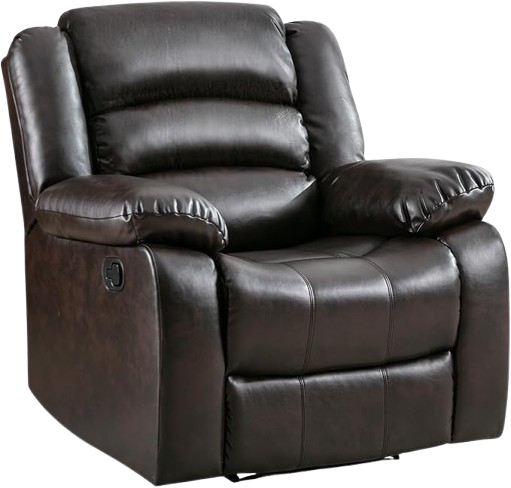 Manual Recliner Chair with Overstuffed Arm and Back, Dark Brown