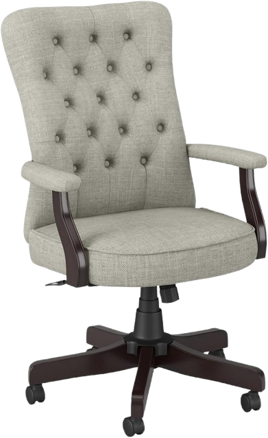 Arden High Back Tufted Office Chair with Arms, Light Gray Fabric