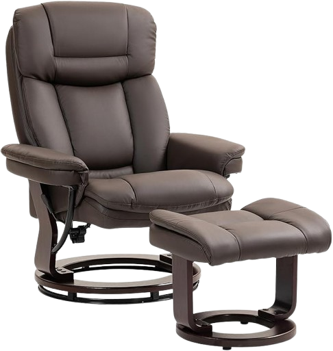 Recliner Chair with Ottoman, Dark Brown