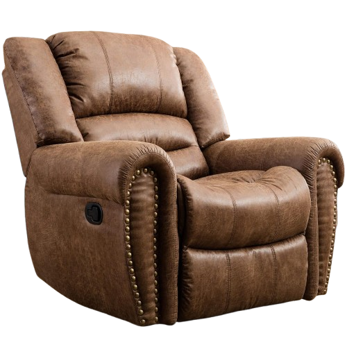 Manual Recliner Chair with Overstuffed Arm and Back, Dark Brown